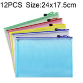 12 PCS Zipper Plastic Mesh Stationery Bag, Random Color Delivery (A5, Size: 24x17.5cm), A5, Size: 24x17.5cm